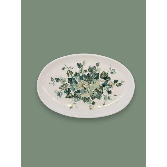 Ivy Arbor Vintage Andre Richard Bar Soap Dish Holder White Green Ivy Porcelain - Picture 2 of 6